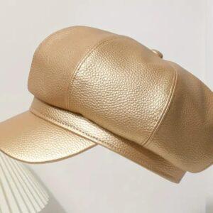 Golden Blaze Shiny Leather Cap